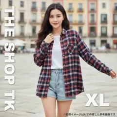 2218 THE SHOP TK チェック柄シャツ XL ネイビー レッドのサムネイル