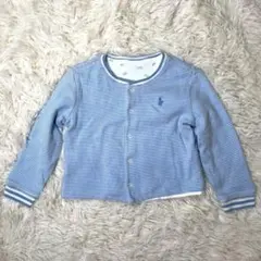 【RALPH LAUREN】リバーシブルカーディガン(80 90)ストライプ水色