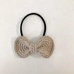 ハンドメイド　ヘアゴム ぷっくりリボン　ベージュ