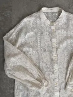 W CLOSET レース刺繍 長袖シャツ ホワイトのサムネイル