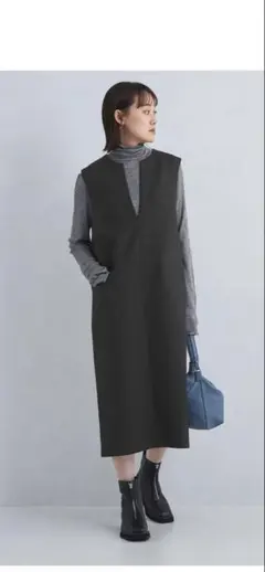 green label relaxing カルゼ キーネック ジャンパースカート