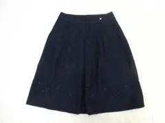 ourreges クレージュ★膝下丈 花形 ビーズ飾り ロコ 上品なスカート Lのサムネイル