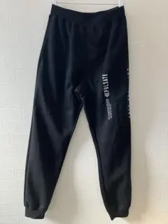 ブラック プリント入り ジャージパンツ