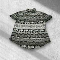 【個性的】21 MEN エスニック 総柄シャツ 象 ペイズリー モノ【D105】