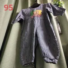 【mikihouse】キッズ95 ストライプ オーバーオール 綿100%
