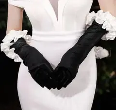 ウエディンググローブ　結婚式 フォーマル 手袋 グローブ　ブラック　前撮り