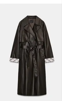 【新品タグ付き】ZARA ザラ 合皮 トレンチコート ブラウン Mサイズのサムネイル