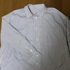 GU ストライプ シャツ ワイシャツ 青 白XL サイズ 長袖