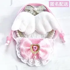 いつぬい ぬい用 羽 フリルサテン リボン スタイ よだれかけ ピンク モンぬい