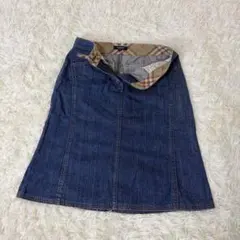 バーバリー BURBERRY LONDON ノバチェック フレアデニムスカート