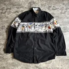 90s USA製 ルーニーテューンズ 刺繍シャツ L ゆるダボビッグシルエット