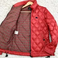 【美品】 バーバリーブラックレーベル ダウンジャケット 2way チェック 赤