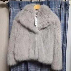 ZARA グレー ファーコート Sサイズ