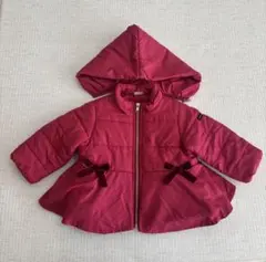 【petit main】　ペプラムダウンジャケット　赤　80サイズ