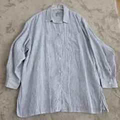 無印良品　リネン　麻　ストライプ 長袖シャツ Mサイズ相当