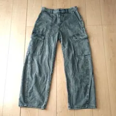 美品 バレルレッグ ジーンズ Lサイズ デニム レディース ブラック
