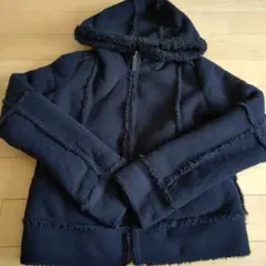 ユニクロ　フリンジデザイン フード付きジャケット 黒