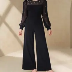 ブラックパール装飾シースルードレス