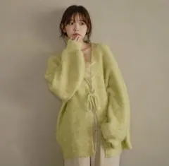 mideal 2way mix color laceup cardigan