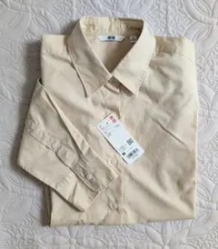 ユニクロ エクストラファイン コットンシャツ 長袖 M ベージュ