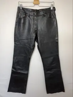 ブラックレザー フレアパンツ