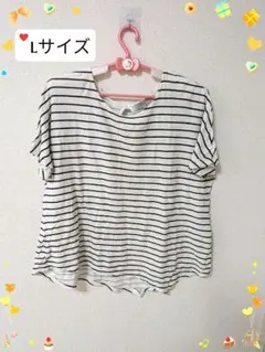 レディーストップス✨Lサイズ ストライプ 半袖Tシャツ