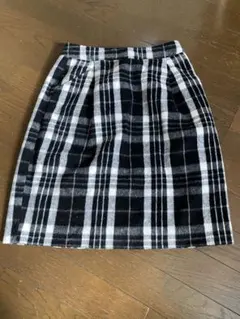 LOWRYSFARM シャギー チェック柄タイトスカート