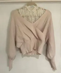 カシュクールニット レース ベージュ