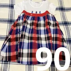 美品　familiar チェック柄ワンピース