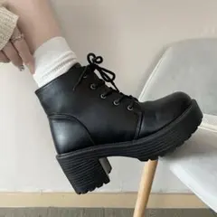 Shoes in Closet 超軽量厚底 レースアップ ヒール ショートブーツ