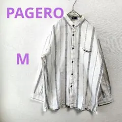 PAGERO【M】 ホワイトストライプ 長袖シャツ コットン　リネンカジュアルのサムネイル