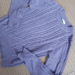 earth music&ecology ラベンダー M ケーブル編み ニット