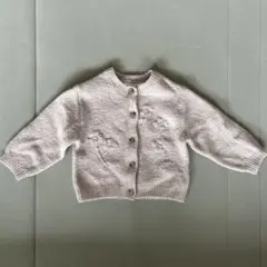ZARA フラワー刺繍ニットカーディガン ピンク