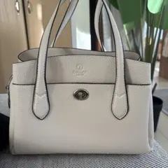 D.KELLY ホワイトレザーハンドバッグ