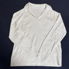 ユニクロ UNIQLO ウォッシャブルニットリブポロセーター L ナチュラル