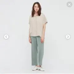 UNIQLO ストレッチダブルフェイスストレートパンツ グリーン　М