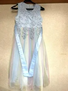 水色の刺繍付きチュールドレス 150