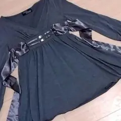 CECIL McBEE セシルマクビー 長袖トップス グレー チュニック リボン