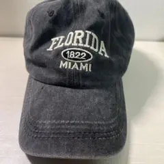 【ヴィンテージ風】FLORIDA MIAMI 刺繍ロゴキャップウォッシュブラック