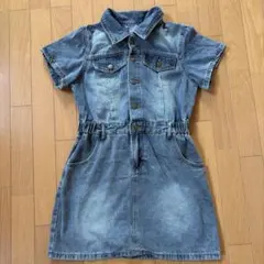 デニム半袖ミニワンピース ライトブルー