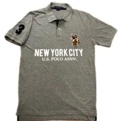 US POLO ASSN 半袖ポロシャツ メンズM（USサイズ）刺繍ロゴ グレーのサムネイル