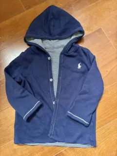 ネイビー ストライプ フード付きパーカー