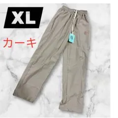XL カーキ ストレート パンツ イージーパンツ 薄手 楽ちん ウエストゴム