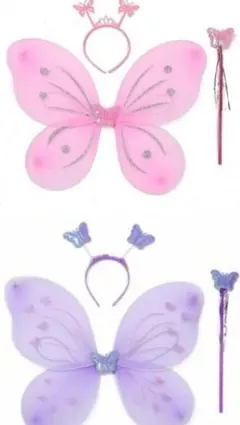 妖精 コスプレ 文化祭 蝶の羽 コスプレ衣装 ピンク 紫2点セット 仮装