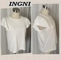 【INGNI】ホワイト ノースリーブ フリル袖 Tシャツ カットソー トップス