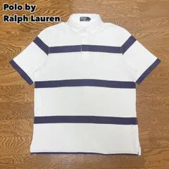 90s Polo by Ralph Lauren ラガーシャツ 刺繍ロゴ 白×紫