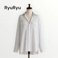 RyuRyu リュリュ ストライプシャツ 長袖 ブラウス ホワイト Mサイズのサムネイル