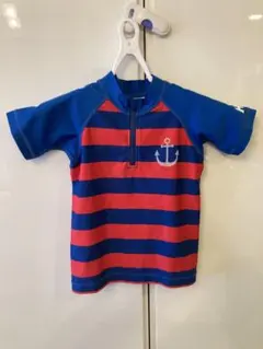 ヘリーハンセン　ラッシュガード 半袖　青赤ストライプ　110