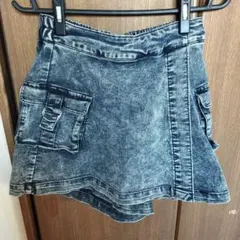 デニムスカートズボン サイドポケット付き