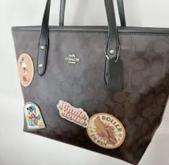 美品★ コーチ トートバッグ シティ ディズニー PVC レザー 黒 COACH